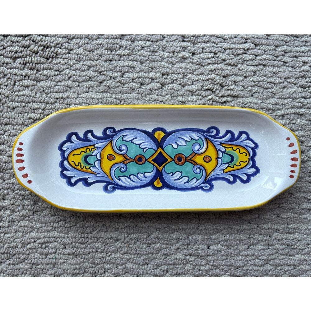 CERAMICA NOVA DERUTA Ceramic Serving Tray Dish Hand Painted Made in Italy